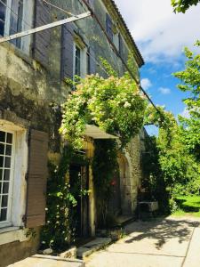 an old house with a wreath on the door at Studio charmant avec jardin in Saint-Rémy-de-Provence