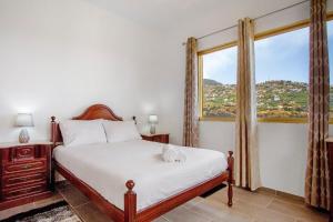 a bedroom with a bed and a large window at Pico The Best View in Ribeira Brava