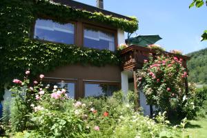 a house with flowers on the side of it at Ferienwohnung Kreuzbühl in Albstadt