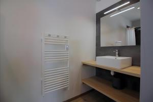 a bathroom with a sink and a mirror at Gîte Basmatho in Yvrac +15 photos