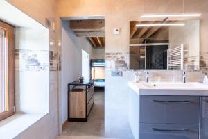 a bathroom with a sink and a mirror at Les Bellevues in Moye