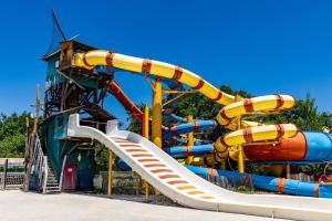 a water slide at a water park at Chalet Yoya in Lanton