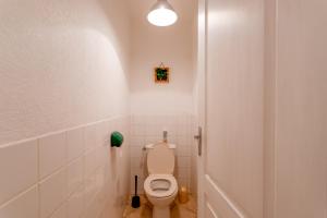 a white bathroom with a toilet in a room at Maison de vacances Camille in Artigues +17 photos