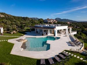 an aerial view of a house with a swimming pool at Elite Collection Villa Noemi in Porto Rotondo