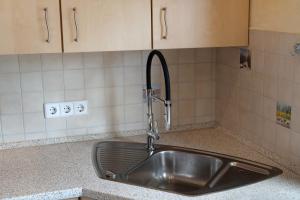 a sink in a kitchen with a faucet at Gästesuite mit Sauna in Kehl am Rhein +16 photos