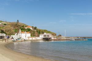 a view of a beach with houses and the water at Stenies Little Nook in Andros