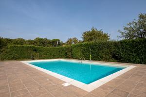 a swimming pool in a yard with a hedge at Ginestra in Arcidosso +10 photos