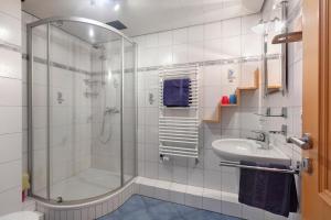 a bathroom with a shower and a sink at Ferienwohnung Schweizer in Bernau im Schwarzwald +19 photos