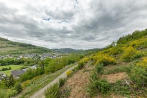 a view from a hill with a town in the distance at Casa Verde Sauerland in Lennestadt