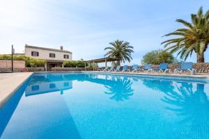 a large swimming pool with chairs and palm trees at Son Rossinyol Nou - 12 personas in Islas Baleares