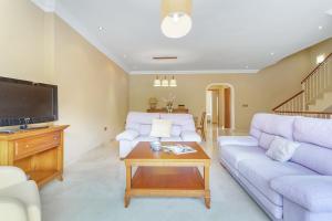 a living room with a couch and a tv at Villa Teide in La Orotava