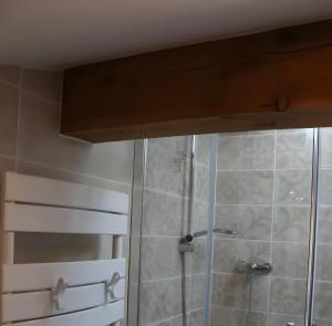 a shower with a glass door in a bathroom at Le Gîte du Petit Verdot in Béziers +27 photos