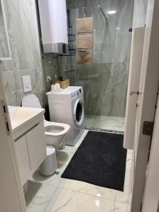 a bathroom with a washing machine and a toilet at Brillex Swiss Residence in Dobra Voda +20 photos