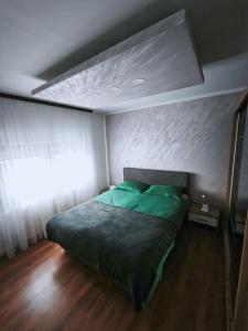 a bedroom with a green bed in a room at Lavanda Lux in Drvar