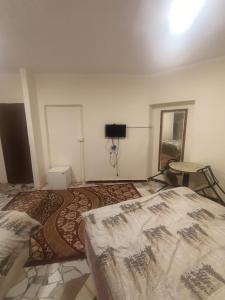 a bedroom with two beds and a television in it at Sneferu hotel pyramids View in Cairo