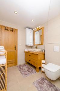 a bathroom with a toilet and a sink at House Bilusic in Poljica +39 photos