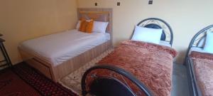 a small bedroom with two beds in it at Diafat ISSIRIDEN in Tazrouft