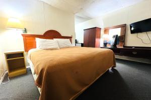 a hotel room with a bed and a television at Sparta Motel Near St Louis- Mississippi River IL in Sparta