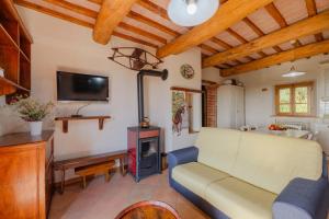 a living room with a couch and a fireplace at Poggio del Raglio in Trequanda
