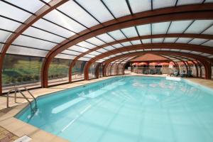 an indoor pool with an arched ceiling at Chalet Aster 1 in Blavignac