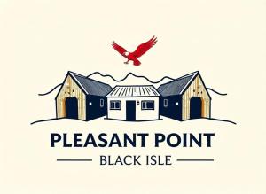 a black and white logo for a restaurant point black isle at Pleasant Point Holiday Cottages in Glenurguhart