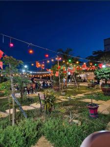 a group of lights in a park at night at Thien Khanh Hotel for rent in Danang