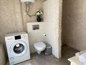 a bathroom with a washing machine and a toilet at Estudio Aryas nest 2 in Mijas +3 photos