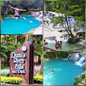 a collage of photos with people swimming in a river at The Cozy Cot in Discovery Bay