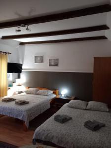 a hotel room with two beds and a room with two at Studio apartmani Tanja in Bela Crkva