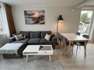 a living room with a couch and a table at Haugetuft Apartments in Åmot