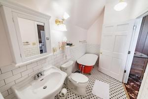 a white bathroom with a toilet and a sink at Desperado - CA King Size Bed - Sleeps 2-4 in Lynchburg +14 photos