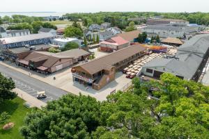 an aerial view of a small town with buildings at Edgewater Hotel and Suites in Put-in-Bay