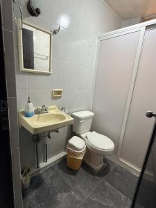 a bathroom with a toilet and a sink at Departamento completo bien ubicado in Minatitlán