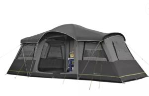a black tent with the door open on a white background at Surf Sky Tamraght in Tamraght Ouzdar