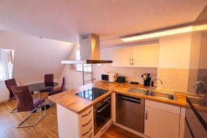 a kitchen with a sink and a counter top at Villa Viktoria 1 - Apartments - City center in Ingolstadt