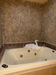 eine Badewanne mit einem Schwan darauf in der Unterkunft Hotel Fiesta Brava Inn Río Bravo in Primero de Mayo + 22 Fotos