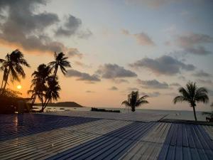 a view of a beach with palm trees at sunset at DD Bangrak Hotel in Koh Samui +9 photos