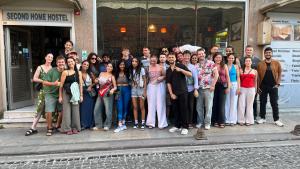 a group of people standing in front of a building at Second Home Hostel in Istanbul
