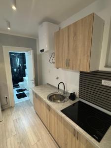 a kitchen with a sink and a counter top at Apartman Đak in Foča +10 photos