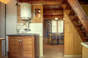 eine Küche mit Spüle und Arbeitsplatte in der Unterkunft Nova Mazury in Święta Lipka + 261 Fotos