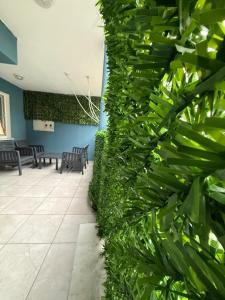 a wall of green plants in a lobby at Liva Konukevi in Ayvalık