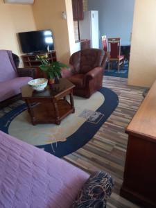 a living room with a couch and a coffee table at Sonja Sea View House in Zagrađe