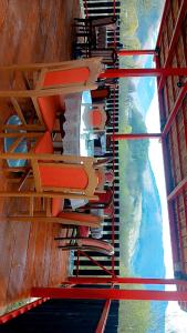 a view from the inside of a building with red pipes at PROKLETIJE COTTAGES in Plav