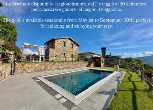 a real estate advertisement for a house with a swimming pool at Il Paradiso di Pietra in Filetto
