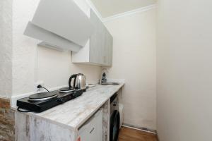 a kitchen with a counter with a tea kettle on it at Studio Room Central in Chişinău