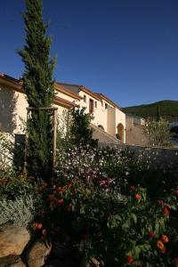 a garden with a tree and flowers in front of a building at Studio N 02 Stalla Sischese in Sisco
