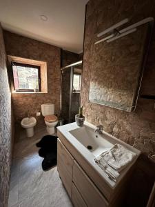 a bathroom with a sink and a toilet at Lobios House in Bubaces