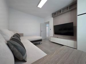 a living room with a large flat screen tv at AiZ in Kastel Stafilic