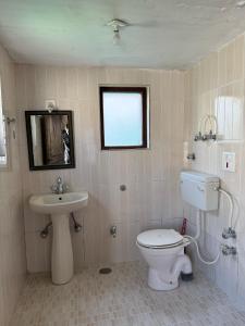 a bathroom with a toilet and a sink at Mughal resort pahalgam in Pahalgām