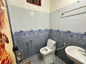 a bathroom with a toilet and a sink at Richard's Homestay 7 BHK in Thiruvalla +16 photos